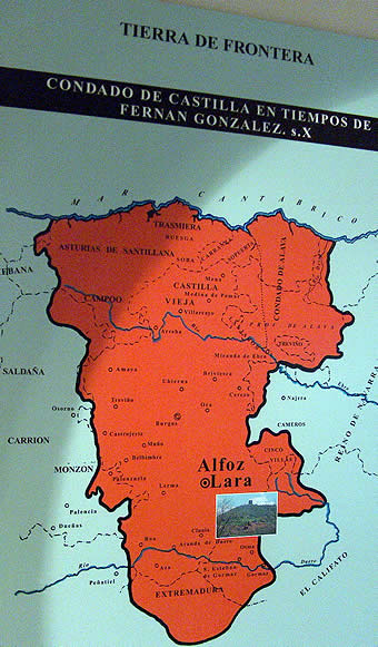 Mapa del condado de Castilla en tiempos de Fernán González